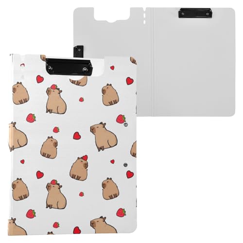 Lovely Capybara Klemmbrettmappe mit Erdbeerweiß, A4-Größe, Ordner-Klemmbrett mit Stiftschlitz, für Büro, Schule Lovely Capybara Klemmbrettmappe mit Erdbeerweiß, A4-Größe, Ordner-Klemmbrett mit Stiftschlitz, für Büro, Schule von Reiacy