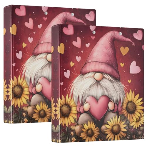 Sonnenblume Gnome 3 Ringbuch, 3,5 cm Runde Ringordner kann 200 Blatt mit 3 internen PVC transparenten Taschen für Schulbüro von Reiacy