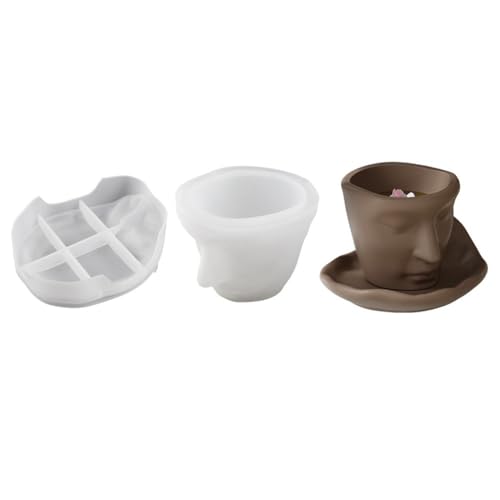 Reinscer Abstrakte Gesicht Kaffeetasse Form Blumentopf Pflanzen Zementvase Harz Silikonform Handgemachte Kerzentasse Form von Reinscer