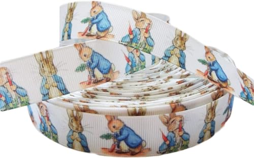 Reis of London Geschenkband mit Blumenmotiv Peter Rabbit & Friends, Grosgrain, 2 m x 22 mm Ideal für Babypartys. von Reis of London