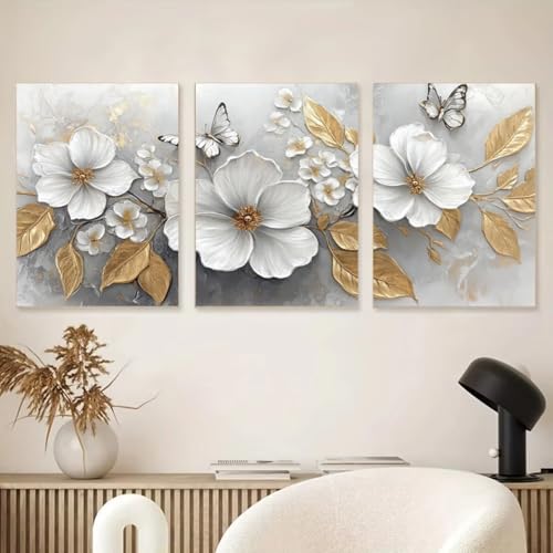 3 Stück 5D Diamond Painting Kits DIY Diamant Painting Erwachsene Kinder Round Full Drill Stickerei Kreuzstich Diamant Malerei nach Zahlen Set Handwerk für Home Wall Décor Weißer Schmetterling E827 von Reisvx