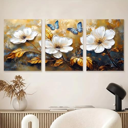 3 Stück 5D Diamond Painting Kits DIY Diamant Painting Erwachsene Kinder Round Full Drill Stickerei Kreuzstich Diamant Malerei nach Zahlen Set Handwerk für Home Wall Décor Weißer Schmetterling E838 von Reisvx