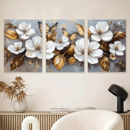 3 Stück 5D Diamond Painting Kits DIY Diamant Painting Erwachsene Kinder Round Full Drill Stickerei Kreuzstich Diamant Malerei nach Zahlen Set Handwerk für Home Wall Décor Weißer Schmetterling E850 von Reisvx