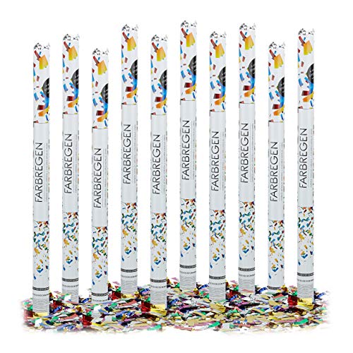 Relaxdays 10 x Party Popper 80 cm im Konfettikanonen Set, Konfetti Bombe für Hochzeit und Geburtstag, Konfetti Shooter 6-8 m Effekthöhe, bunt metallic von Relaxdays