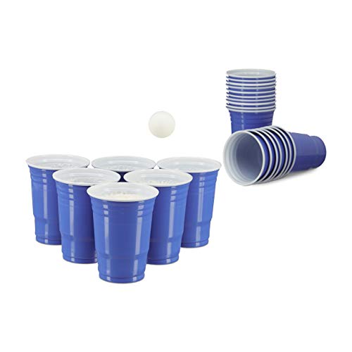 Relaxdays 100 x Beer Pong Becher, Stabiler Plastikbecher, Partybecher 16 oz/ 473 ml, Trinkbecher Softdrinks u. Bier, blau von Relaxdays