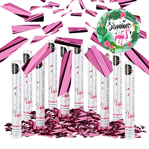 Relaxdays 10er Set Party Popper Pink, Party Shooter Metallic, 40 cm Konfetti Kanone für Junggesellinnenabschied, JGA, Geburt, rosa von Relaxdays