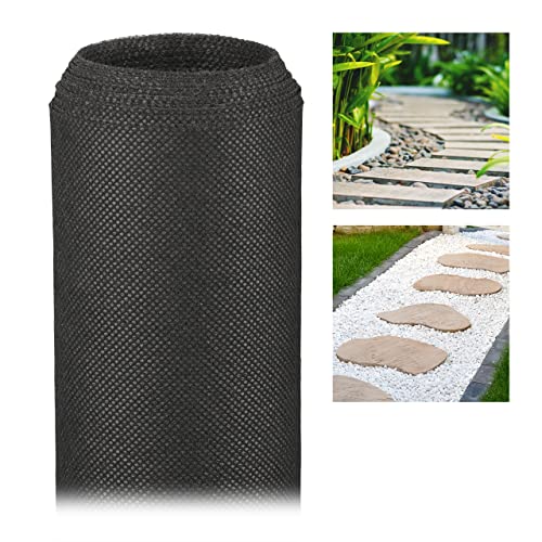 Relaxdays 2 x Unkrautvlies, 50 g/m², 5 m, Pflanzenschutz, wasserdurchlässig, UV-beständig, Starkes Gartenvlies, schwarz von Relaxdays