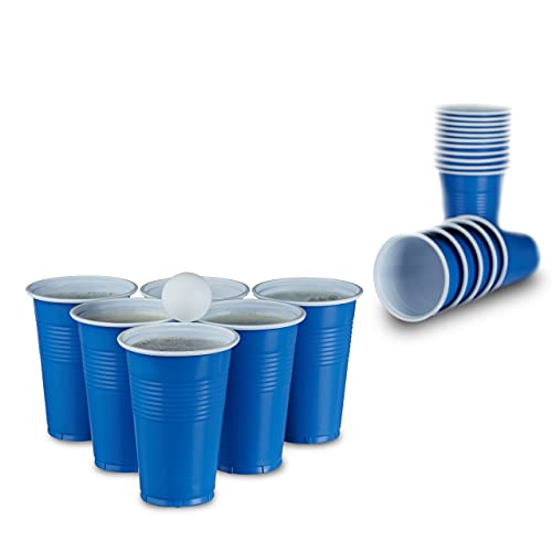 Relaxdays 200 x Beer Pong Becher, Stabiler Plastikbecher, Partybecher 16 oz/ 473 ml, Trinkbecher Softdrinks u. Bier, blau von Relaxdays