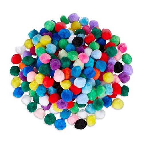 Relaxdays 400x Pompons bunt im Set, kleine Bommeln zum Basteln, Mini Pom Pom Kugeln, Deko für Geburtstag & Hochzeit, D: 2 cm, bunt von Relaxdays