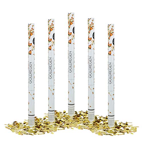 Relaxdays 5 x Party Popper 80 cm im Konfettikanonen Set, Konfetti Bombe für Hochzeit und Geburtstag, Konfetti Shooter 6-8 m Effekthöhe, Gold metallic von Relaxdays