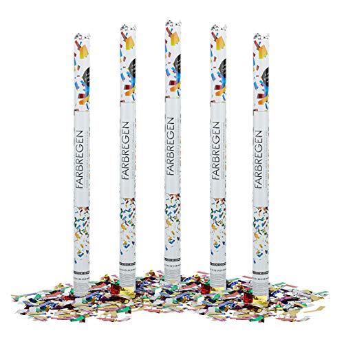 Relaxdays 5 x Party Popper 80 cm im Konfettikanonen Set, Konfetti Bombe für Hochzeit und Geburtstag, Konfetti Shooter 6-8 m Effekthöhe, bunt metallic von Relaxdays