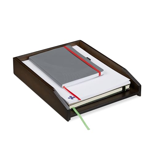 Relaxdays Briefablage stapelbar, DIN A4 Papier, Büro, Schreibtisch, Dokumentenablage Bambus, HBT: 6 x 25 x 33 cm, braun von Relaxdays