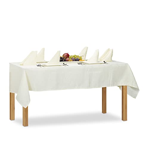 Relaxdays Damast Tischdecke 135 x 180 cm Tischwäsche Set 8 Servietten und eine Tischdecke einfarbig Polyester, Polyester, Bordeaux, 180x135x0.3 cm von Relaxdays