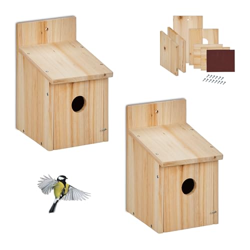 Relaxdays Nistkasten Bausatz für Vögel, 2er Set, 35 mm Einflugloch, HBT 23x14x18 cm, Vogelhaus selber Bauen, Holz, Natur Relaxdays Nistkasten Bausatz für Vögel, 2er Set, 35 mm Einflugloch, HBT 23x14x18 cm, Vogelhaus selber Bauen, Holz, Natur von Relaxdays
