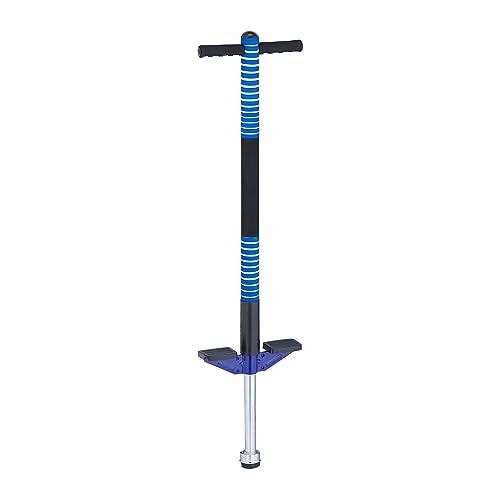 Relaxdays Pogo Stick, für Kinder, Springstock bis 35 kg, gepolststert, Sprungstab Outdoor, rutschfest, Edelstahl, blau, Schaumstoff, Kunststoff von Relaxdays