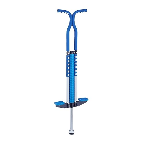 Relaxdays Pogo Stick, für Kinder, Springstock bis 60 kg, gepolststert, Sprungstab Outdoor, rutschfest, Edelstahl, blau, Schaumstoff, Kunststoff von Relaxdays