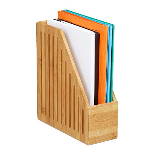 Relaxdays, Natur Stehsammler Bambus, A4, Zeitschriften & Dokumente, Büro, Schreibtisch, Stehordner, HBT: 30x10x26,5 cm, 1 Stück von Relaxdays