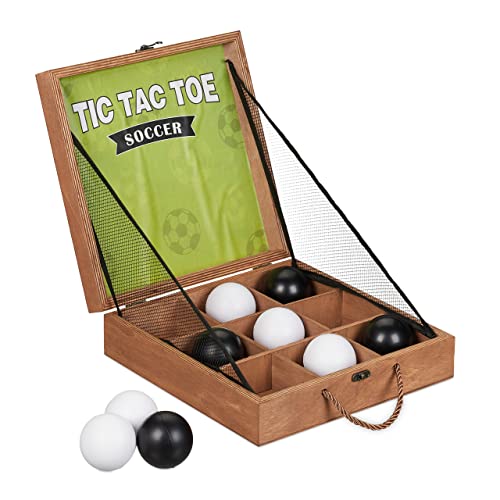 Relaxdays Tic Tac Toe Wurfspiel, Fußball-Design, 9 Bälle, Freizeitspiel für drinnen & draußen, Tragebox, Mehrfarbig von Relaxdays