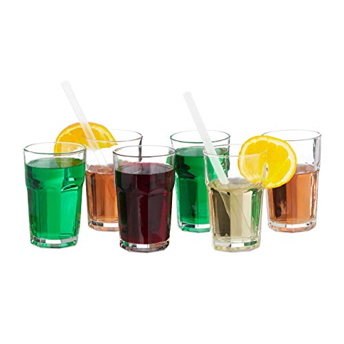 Relaxdays Trinkgläser 6er Set, 300ml, Gastro, Gläserset für den Haushalt, spülmaschinenfest, Cocktailgläser, transparent von Relaxdays