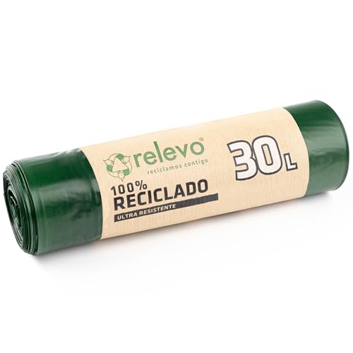 Relevo 100 % recycelte Müllsäcke, 30 Liter, 15 Stück von Relevo