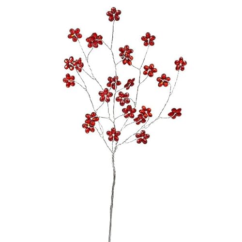 Reliant Ribbon 67337-065-53U Jewel Flower 8in Pick - 1 Piece Rd Blumen-Accessoires, Rot/Ausflug, einfarbig (Getaway Solids) von Reliant Ribbon