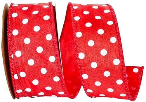 Reliant Ribbon Satinband mit markanten Punkten, Rot von Reliant Ribbon