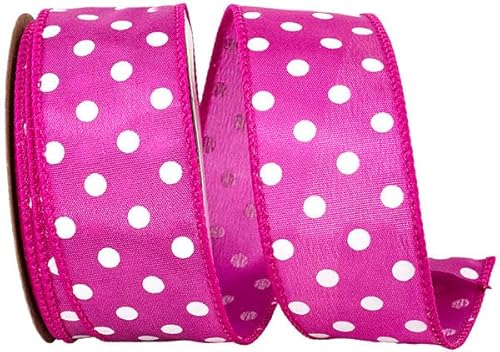 Satinband, auffällige Punkte, Drahtkante, Fuchsia, 3,8 cm, 9,1 m von Reliant Ribbon