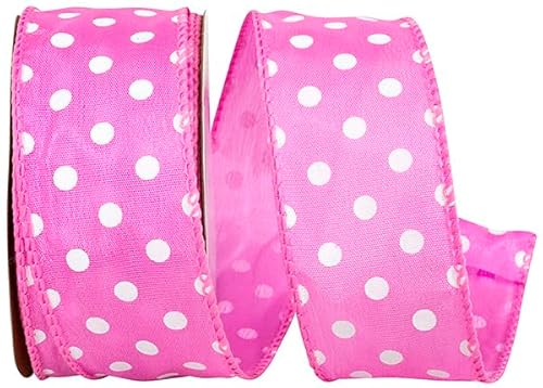 Satinband, auffällige Punkte, Drahtkante, Hot Pink, 3,8 cm, 9,1 m von Reliant Ribbon