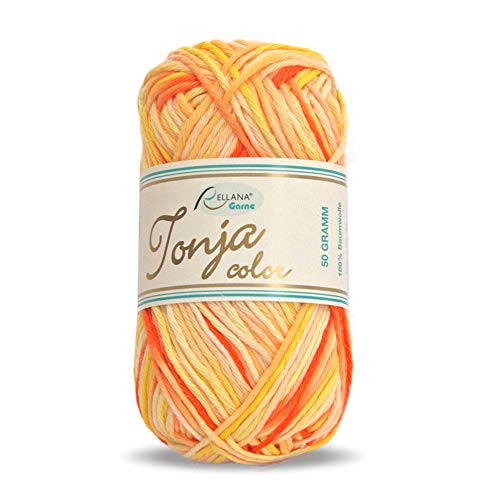 Rellana 50g Schulgarn Tonja Color - Farbe: 423 - orange-lachs-gelb-weiß - (Lager: Bü-grCo-li-o) von Rellana Tonja Color