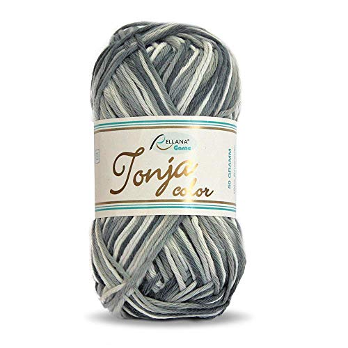 Rellana Tonja color Schulgarn Topflappengarn 50g grau-schwarz-weiß (402) von Rellana Tonja Color