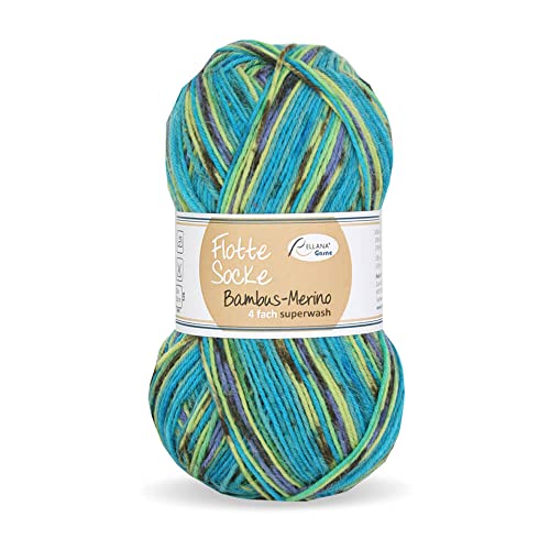 Rellana Flotte Socke Bambus Merino, Farbe 3005, 100g Weiche Sockenwolle aus Merinowolle, Bambus und Polyamid von Rellana