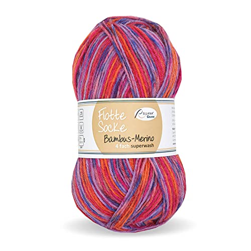 Rellana Flotte Socke Bambus Merino, Farbe 3006, 100g Weiche Sockenwolle aus Merinowolle, Bambus und Polyamid von Rellana