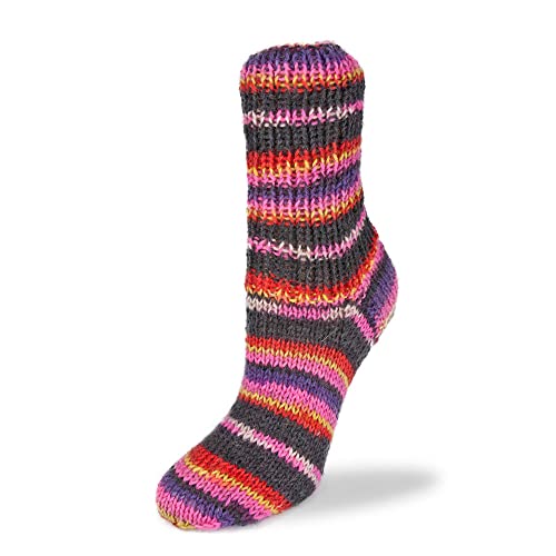 Rellana Flotte Socke Black Sockenwolle 6-fädig 150 Gramm schwarz pink lia rot 1214 von Rellana