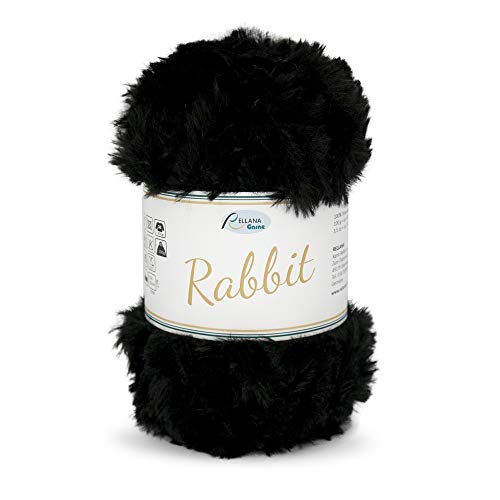 Rellana NEU Rabbit,Garn in Felloptik,kuschelweich,100 gr. (02 schwarz) von Rellana