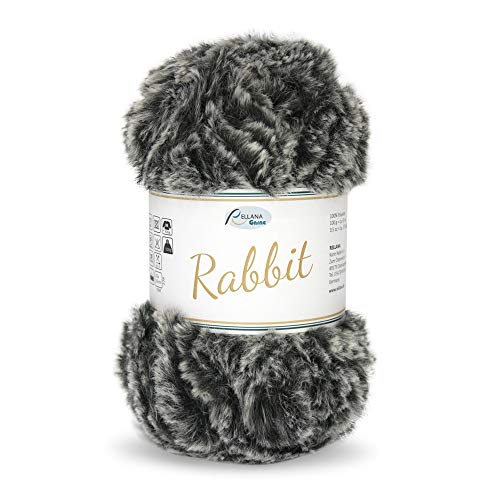 Rellana NEU Rabbit,Garn in Felloptik,kuschelweich,100 gr. (15 anthrazit) von Rellana