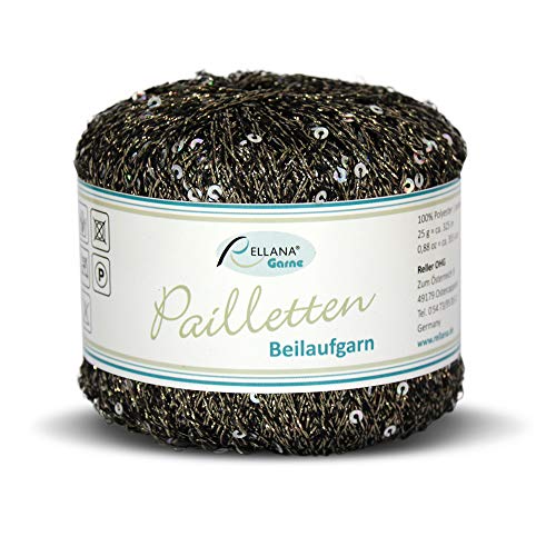 Rellana Pailletten Beilaufgarn, 25 g, schwarz-silber (Col. 222) von Rellana