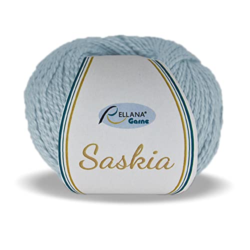 Rellana Saskia, Natur pur, Sommergarn, Baumwolle mit Seide, 50 g / 120 m. 77% Baumwolle / 23% Seide, 14 tolle Farben (11 hellblau) von Rellana