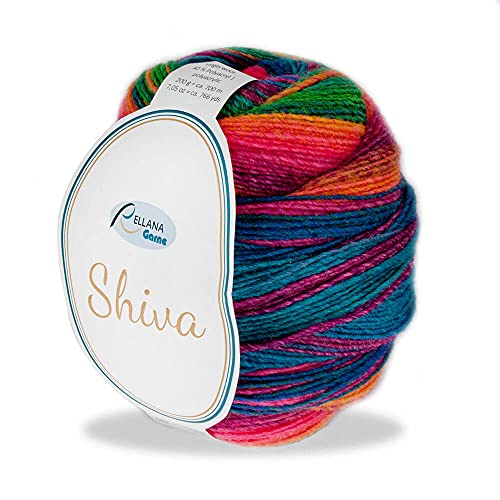 Rellana Shiva Mehrfarbig Wolle Strickgarn 200g 60% Wolle 40% Polyacryl 200m/700g 4,5-5mm 19M x 24R von Rellana