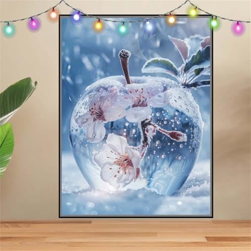 5D Blumen,Apfel Diamond Painting Set,Full Diamant Painting Bilder Erwachsene groß (50x70cm),DIY Diamant Kristall Strass Stickerei Bilder Painting nach Zahlen,Diamanten Painting für Wanddeko F-6824 von Reluehu