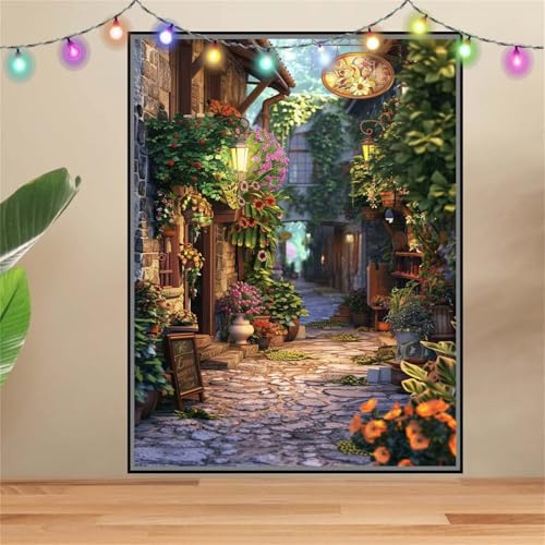 5D Blumen,Gasse Diamond Painting Set,Full Diamant Painting Bilder Erwachsene groß (40x50cm),DIY Diamant Kristall Strass Stickerei Bilder Painting nach Zahlen,Diamanten Painting für Wanddeko F-6863 von Reluehu