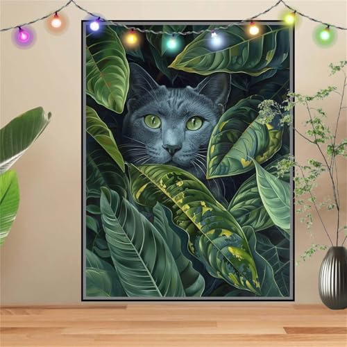 5D DIY Diamond Painting Kinder Blaue Katze,Tier,Diamant Painting Bilder 100x133cm,Mosaikherstellung Malen Nach Zahlen Cross Stitch Malerei Set,Daiments Painting Erwachsene für Haus Dekoration D2079 von Reluehu