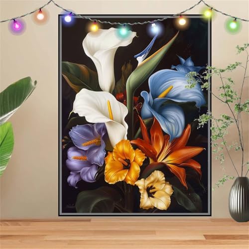 5D DIY Diamond Painting Kinder Calla-Lilie,Blume,Diamant Painting Bilder 80x107cm,Mosaikherstellung Malen Nach Zahlen Cross Stitch Malerei Set,Daiments Painting Erwachsene für Haus Dekoration D2397 von Reluehu