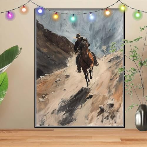 5D DIY Diamond Painting Kinder Cowboys,Landschaft,Diamant Painting Bilder 100x133cm,Mosaikherstellung Malen Nach Zahlen Cross Stitch Malerei Set,Daiments Painting Erwachsene für Haus Dekoration D2759 von Reluehu