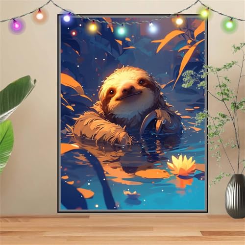 5D DIY Diamond Painting Kinder Faultier. Tier,Diamant Painting Bilder 100x133cm,Mosaikherstellung Malen Nach Zahlen Cross Stitch Malerei Set,Daiments Painting Erwachsene für Haus Dekoration D3199 von Reluehu