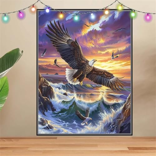 5D DIY Diamond Painting Kinder Klein Adler,Meer,Diamant Painting Bilder 30x40cm,Mosaikherstellung Malen Nach Zahlen Cross Stitch Malerei Set,Daiments Painting Erwachsene für Haus Dekoration F7392 von Reluehu