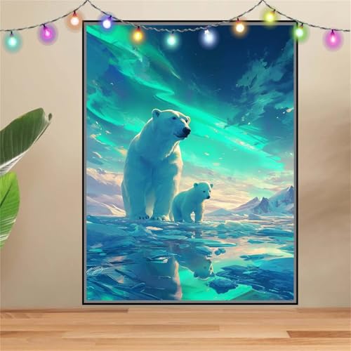 5D DIY Diamond Painting Kinder Klein Aurora,EisbäR,Diamant Painting Bilder 30x40cm,Mosaikherstellung Malen Nach Zahlen Cross Stitch Malerei Set,Daiments Painting Erwachsene für Haus Dekoration F7032 von Reluehu