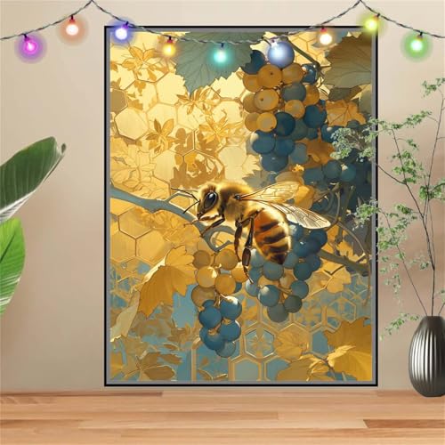 5D DIY Diamond Painting Kinder Klein Bienen,Trauben,Diamant Painting Bilder 80x107cm,Mosaikherstellung Malen Nach Zahlen Cross Stitch Malerei Set,Daiments Painting Erwachsene für Haus Dekoration D2597 von Reluehu