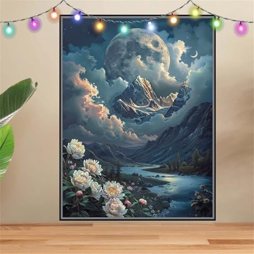 5D DIY Diamond Painting Kinder Klein Blumen,Schneeberg,Diamant Painting Bilder 100x133cm,Mosaikherstellung Malen Nach Zahlen Cross Stitch Malerei Set,Daiments Painting Erwachsene für Wand Decor F6879 von Reluehu