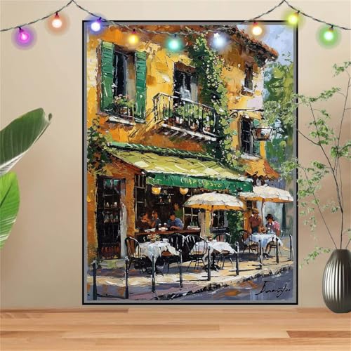 5D DIY Diamond Painting Kinder Klein Café,Landschaft,Diamant Painting Bilder 30x40cm,Mosaikherstellung Malen Nach Zahlen Cross Stitch Malerei Set,Daiments Painting Erwachsene für Haus Dekoration D2032 von Reluehu