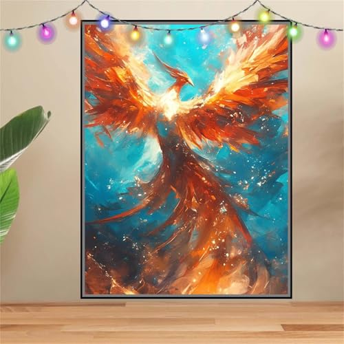 5D DIY Diamond Painting Kinder Klein Flammenvogel,Diamant Painting Bilder 80x107cm,Mosaikherstellung Malen Nach Zahlen Cross Stitch Malerei Set,Daiments Painting Erwachsene für Haus Dekoration F6997 von Reluehu